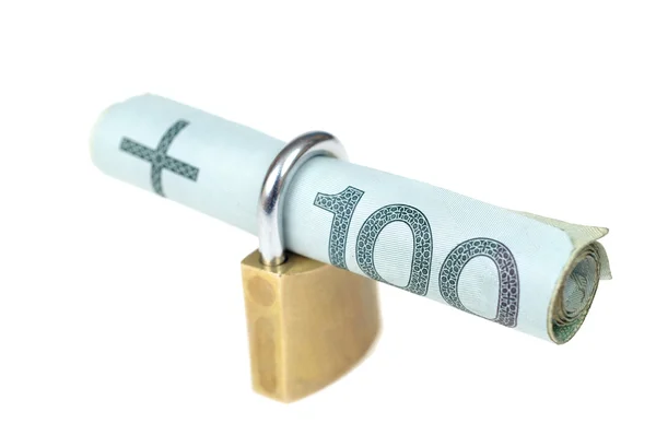 Hundred and padlock — Stock Photo, Image