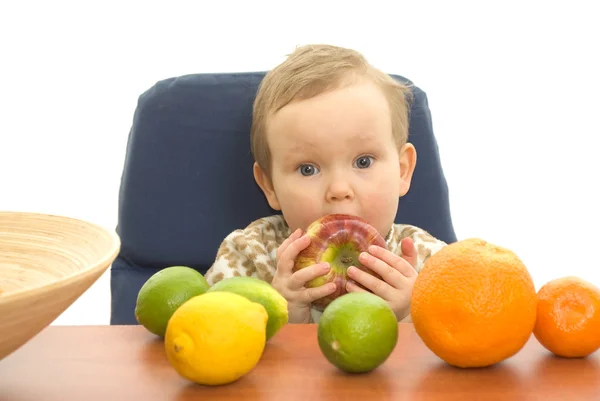 Babby and fruits — Stock Photo, Image