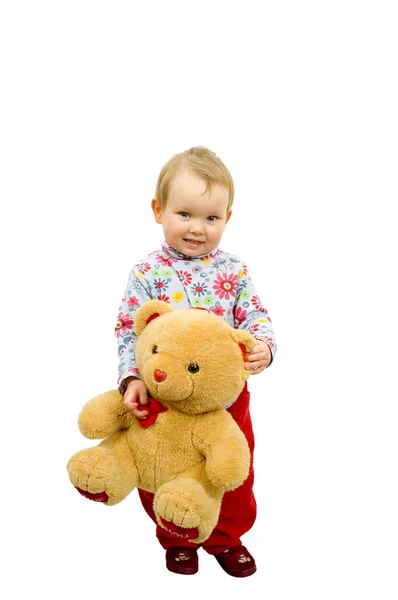 Ребенок с медведем — стоковое фото