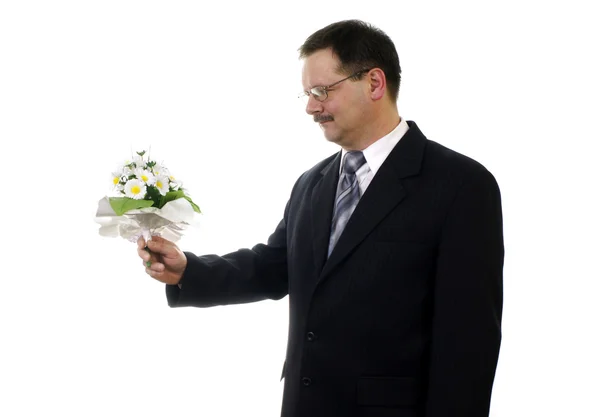 Man with flower — Stock Photo, Image