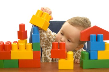Cute baby with blocks clipart