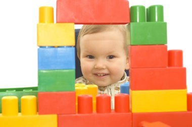 Cute baby with blocks clipart