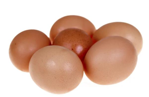 6 свежих яиц — стоковое фото