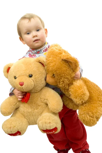 Ребенок с медведем — стоковое фото