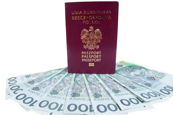 Paspoort en geld — Stockfoto