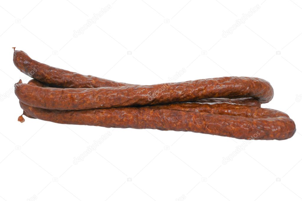 Thin dry-smoked pork sausage