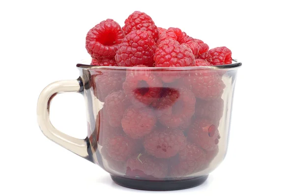 Raspberry on glass cup — Stock Photo, Image