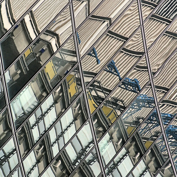 Reflections in architecture, metal and glass