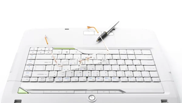 Bílá klávesnice laptop — Stock fotografie
