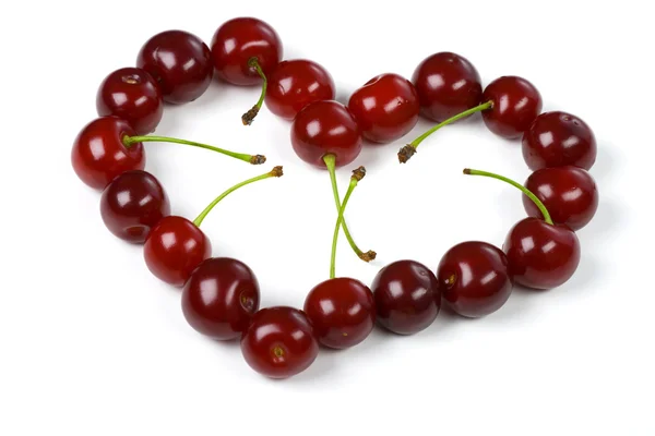 Heart from a cherry on white — Stock Photo, Image