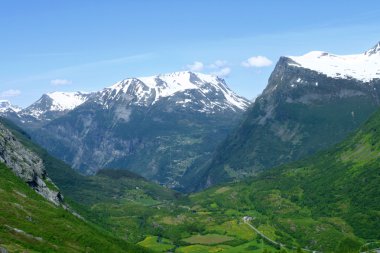 Panoramic view to the Geiranger valley clipart