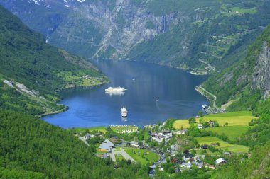Geiranger fjord, Norway town clipart