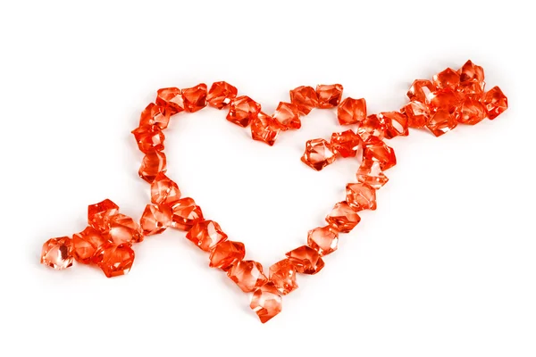 Kırmızı cam taş kalp — Stok fotoğraf