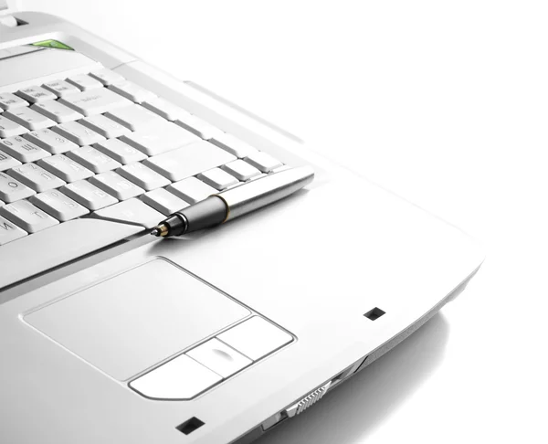 Part of keyboard with pen — Stock Photo, Image