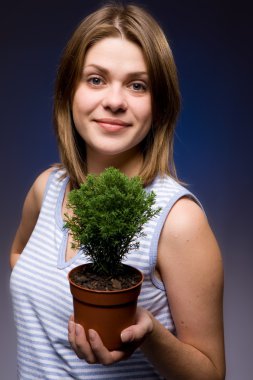 Girl with tree clipart