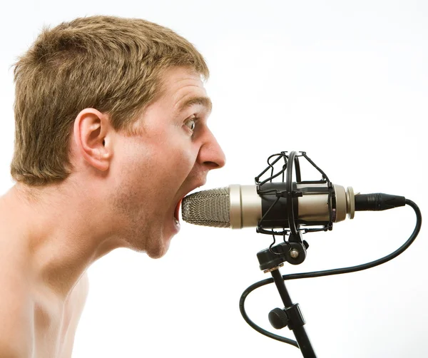 Homme avec microphone — Photo