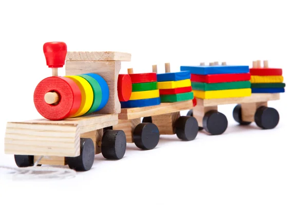 Колоритный игрушечный поезд — стоковое фото