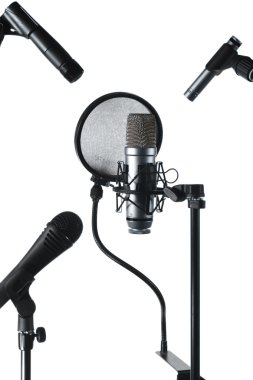 Three microphones clipart