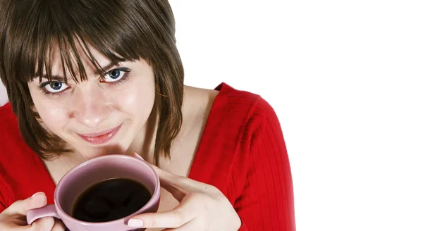 Girl with coffee — Stock Photo, Image