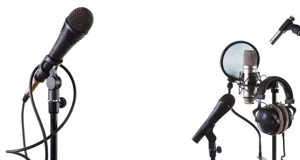 Mikrofony i słuchawki — Zdjęcie stockowe