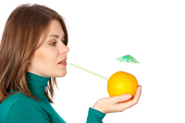 Donna con arancione — Foto Stock