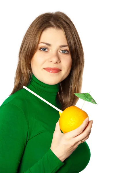 Kvinna med frukt — Stockfoto