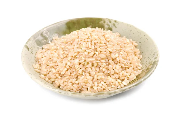 Isolerade brunt ris i skål — Stockfoto