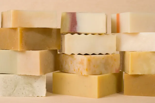 stock image Handmade soap with herbal material