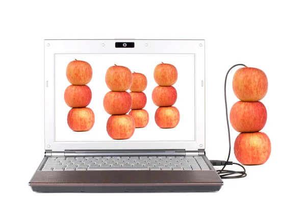 Upload i prawdziwe jabłko kopia — Zdjęcie stockowe