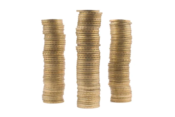 Pila de moneda de oro aislada —  Fotos de Stock