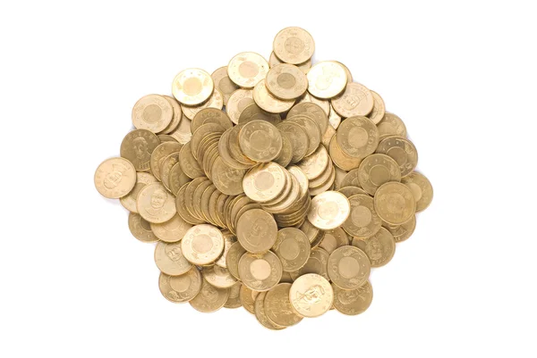 Pila de moneda de oro aislada —  Fotos de Stock