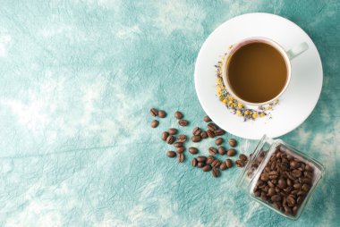 Coffee and beans on retro background clipart