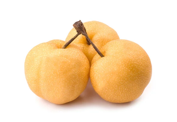 Tre isolerade asiatiska-päron frukt — Stockfoto