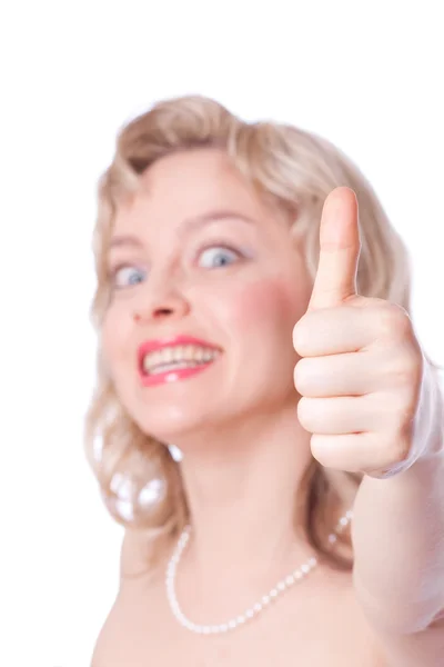 stock image Beautiful bride with ok sign