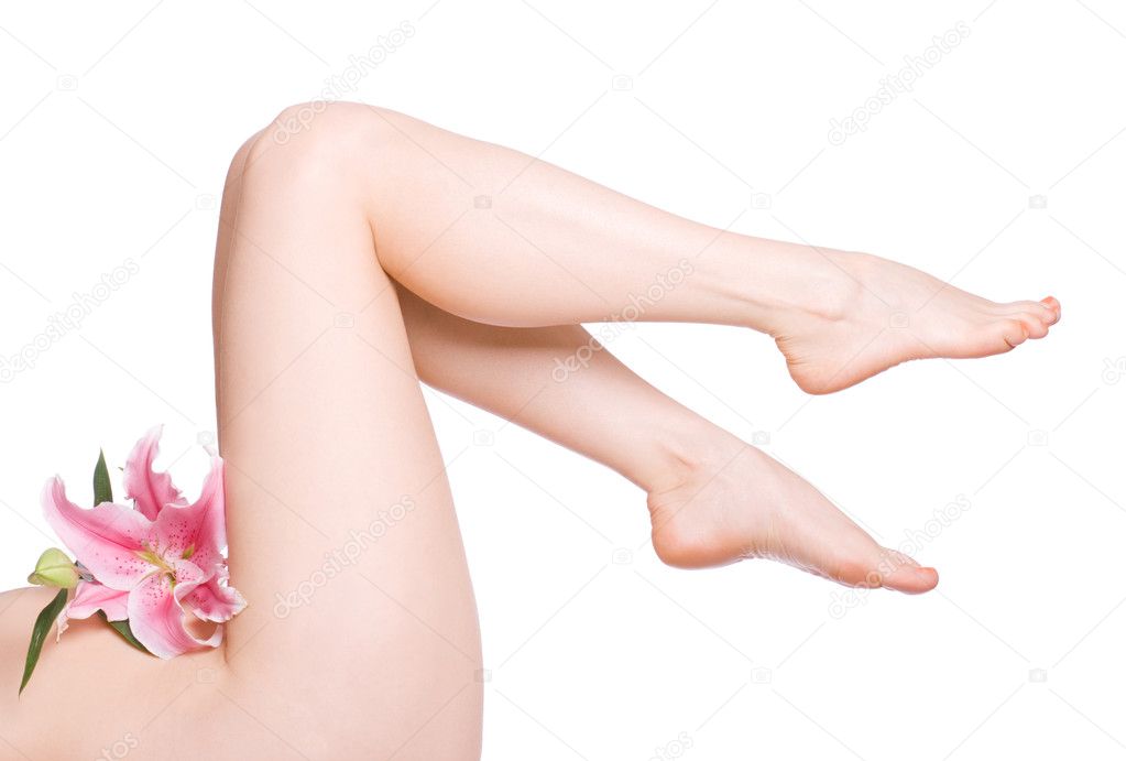 Legs of beautiful girl with lilly three