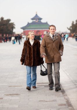 Walking in Beijing clipart