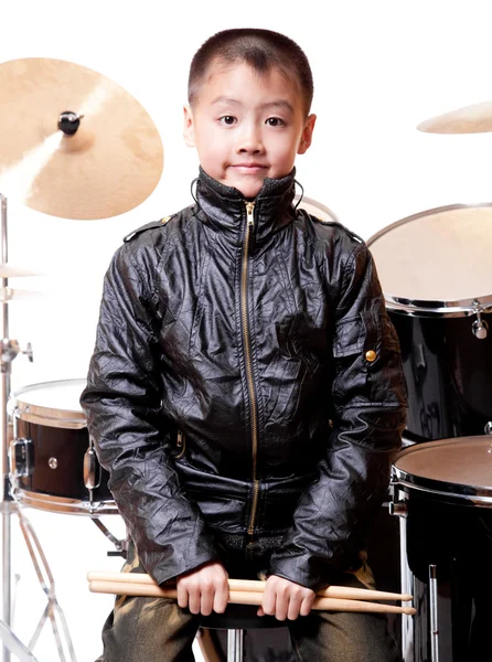 Pequeno baterista três — Fotografia de Stock