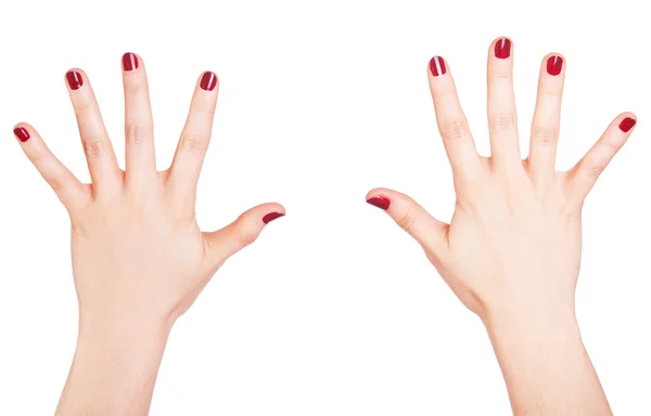 Mains de femmes avec ongle rouge — Photo