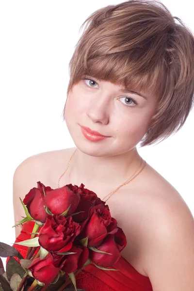 Красивий підліток в червоній сукні — стокове фото