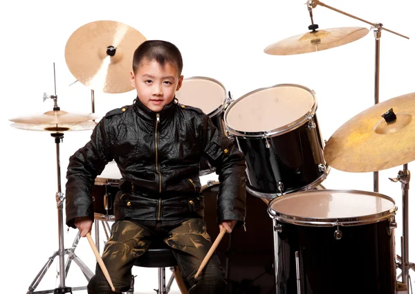 Pequeno baterista — Fotografia de Stock