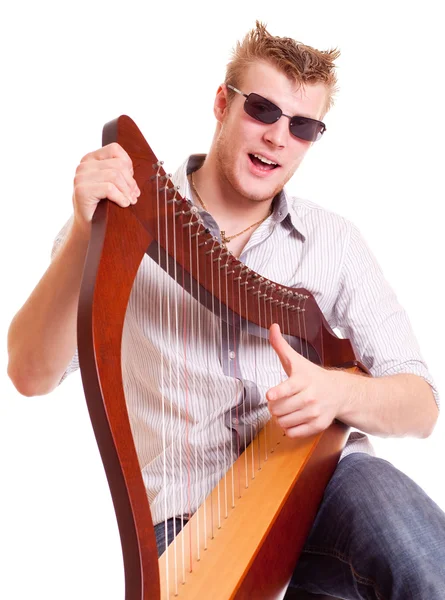 Man med harpa — Stockfoto
