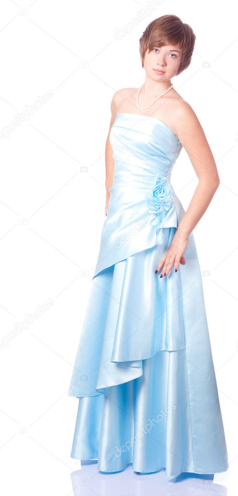Beautiful teenager in blue dress