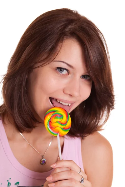 Mädchen mit Süßigkeiten — Stockfoto