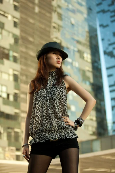 stock image Woman on the roof