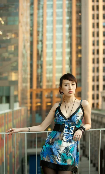 stock image Woman on the roof