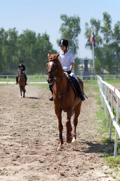 Jockey en paard in de zomer — Stockfoto