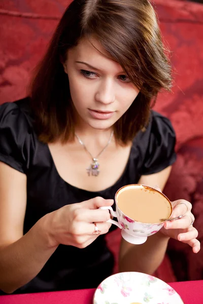 stock image Beautiful woman drinking coffe