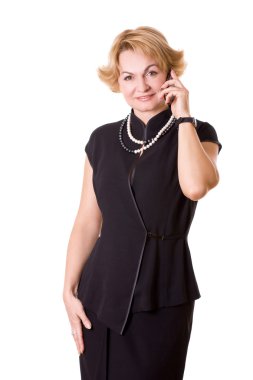 İş kadını bir telefon kullanın