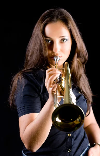 Belo trompetista dez — Fotografia de Stock