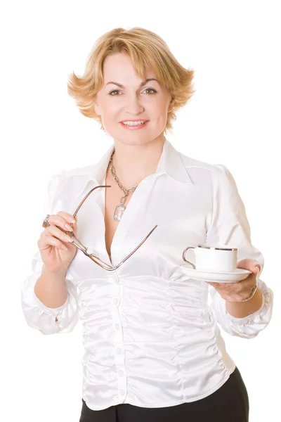 Empresária com xícara de café — Fotografia de Stock